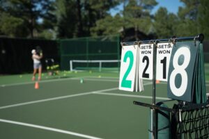 score board on tennis court