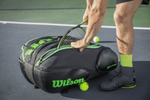 tennis bag on court